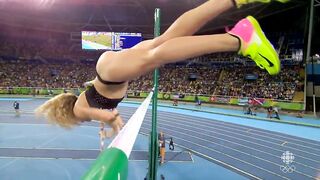 Canadian Pole Vaulter Kelsie Ahbe, nice and close to the camera [Lots MIC]