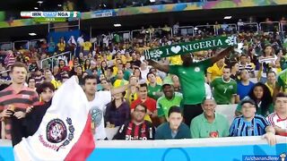 Blonde girl at the Iran vs Nigeria match