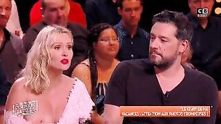 Nip slip during a french t.v. show.