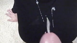 amateur gets cum on giant tits in black shirt