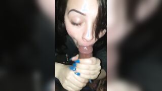 Cute college girl swallows her boyfriends load