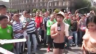 Mexican tv host gets a busty girl to get completely naked in a very busy square (sauce in comments)