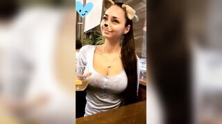 With a bust like this, I think we can forgive her for the dog filter (GIF)