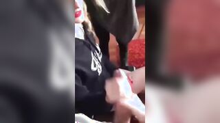 Chris Diamond's co-star and makeup girl play with his cock