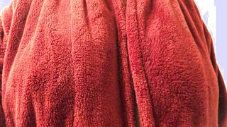 Fuzzy robe reveal before I get in the bath.