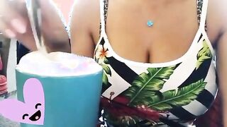 Foam coffee and cleavage (GIF)