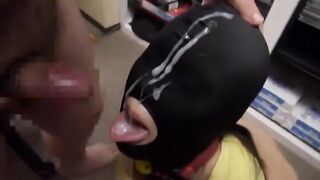 Cumming on her face and tongue [xpost /r/AmateurMaskJAV]