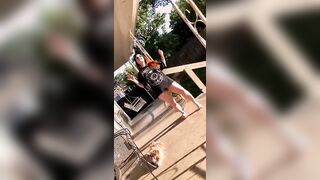 [Gif] Juicy jugs on the front porch