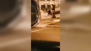 Drunk couple having sex at the intersection of streets. Pully sex on the sculpture On the sheep! [gif]