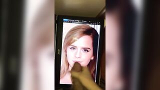 Huge cum tribute for Emma Watson! I fed him Ms Watson pics for hours until he unloaded all over her! If u like 2 show off and want 2 b fed pics 2 edge and jerk 2 then add hertsgirls on k1k - second screen required