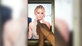 Amazing cum tribute for Jennifer Lawrence!! My first time feeding Ms Lawrence 2 a bud - if u like 2 show off and want 2 b fed pics and porn - add hertsgirls on k1k - second screen required