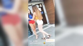 IG thot taking photos with her fans in tiny booty shorts