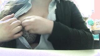 It is the end of the day and feeling really naughty. Please enjoy me taking my tits out at my desk at work.