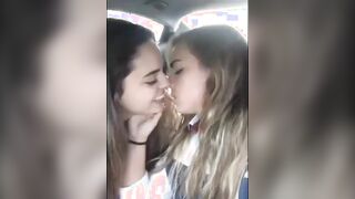 Young couple making out in a car