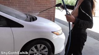 Washing my car with my breasts out (I hope he didn't notice!) [GIF]