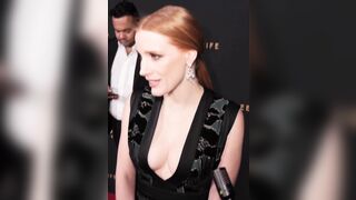 Jessica Chastain - Black Dress Cleavage ENHANCED