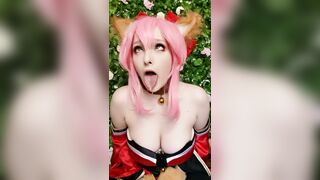 Tamamo Cat does her best ahegao face