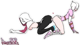 Spider-Gwen and Gwen-Pool share a dildo (Dagnibor) [Marvel, Spiderman]