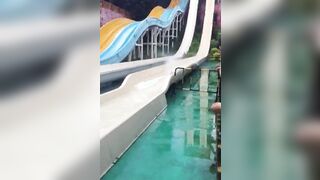 Water Park Slide Boob Slip