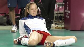 Russian volleyball player stretching