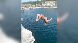 Malin Malle Jansson backflips into the sea