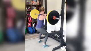 Mikaela Shiffrin (Olympic Gold Medalist in skiing) doing front squats