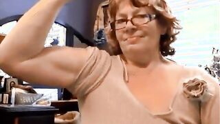 Strong Horny Older European Woman Flexes Her Big Biceps