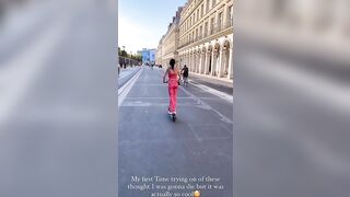 Having fun on a scooter