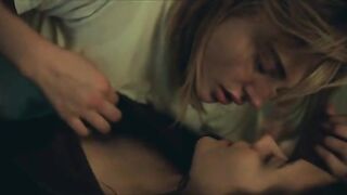Horny Chloe Moretz making out with and stripping a friend
