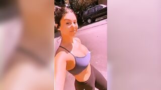 Kira Kosarin's sports bra can barely contain her bouncing jugs. They need ???? for a titjob.