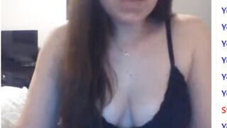 Cute girl teasing and showing her tits