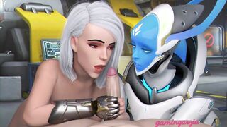 Ashe & Echo fighting over a cock (gamingarzia)