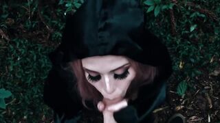 Cosplay Witch Giving Blowjob In The Woods
