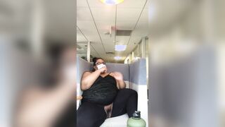 Blasian office fun- Here I was about to play with my pussy ????when I almost got caught! I heard someone so I had to snatch my phone up so fast lmao oh the life of an exhibitionist