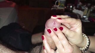 best ever teasing handjob red nails (very long, slow orgasm)