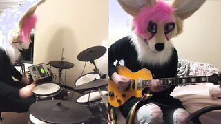 Math Rock Guitar and Drum Playthrough In Fursuit (Original Song)