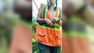 Who says I need a shirt under my safety vest ???? [gif]