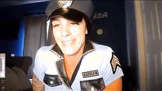 Lady Cop Flexes Giant Biceps