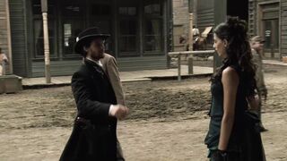 Talulah Riley, Angela Sarafyan, and others in Westworld S01E02
