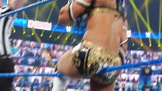 Sasha Banks ass swallows ring rope...