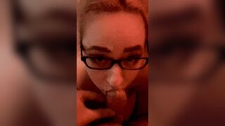 Nerdy slut loves getting daddy's cum on her glasses [OC]