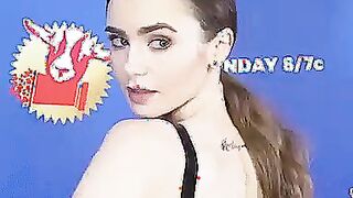 Lily Collins showing her ass in latex dress