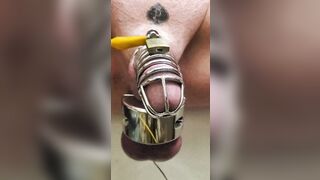Beta sissy tormented with electro in metal lockdown