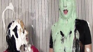 Two girls get green slimed