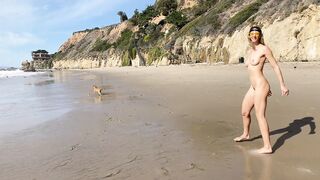 Playing fetch with my puppy at the beach