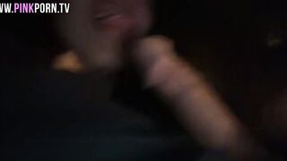 Lightskin Ebony teen sucking dick in car