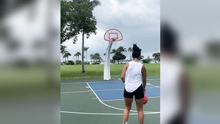 Thicc Baller Making A 3-pointer Look Easy (even turns away & celebrates before bucket drops)