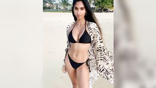 British Indian Beauty in Black Bikini