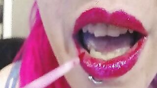 Raspberry Hair & Matching Pierced Lips