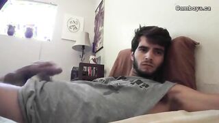 Scruffy Dude jerking and shotting his cum everywhere